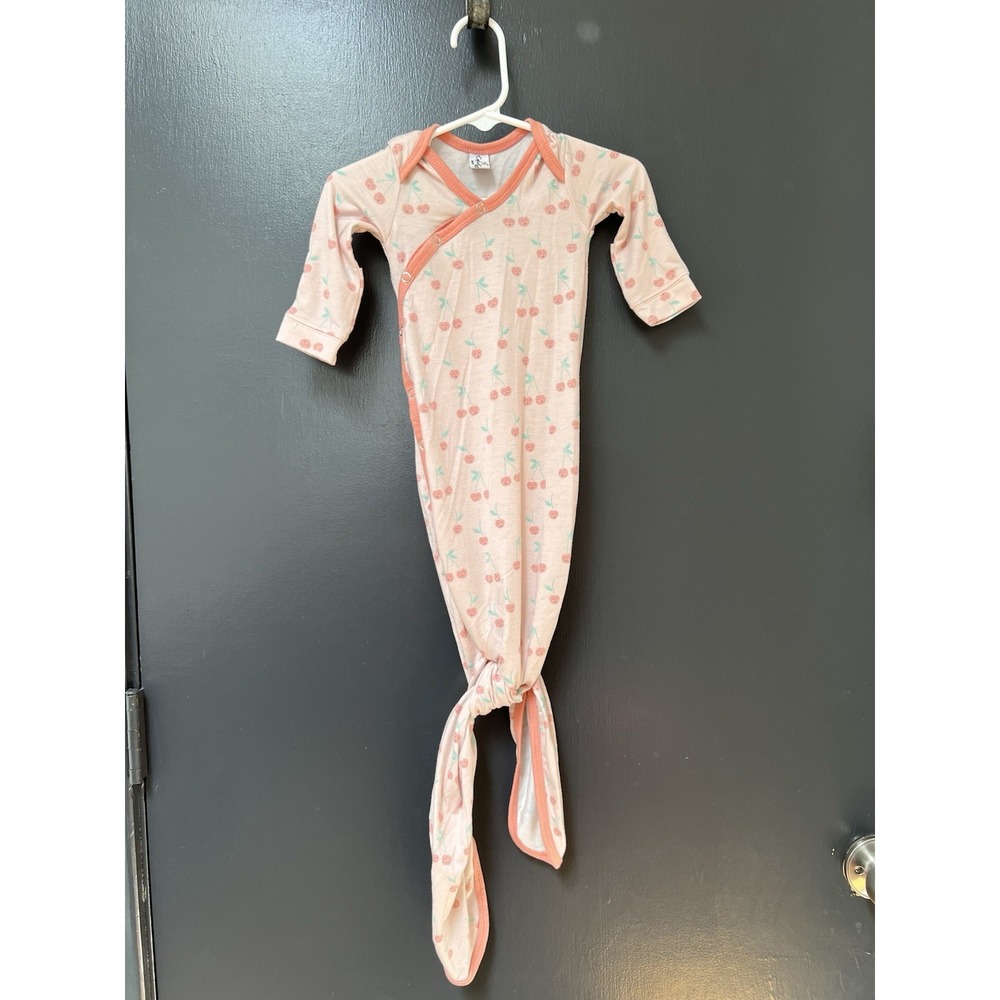 Copper Pearl Newborn NB Pink Cherry Gown Stretch Tie Long Sleeve